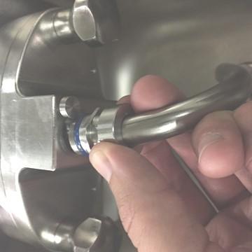 Wash air tube and cap; install air tube in hopper (inlet hole on side of air tube at bottom) 13.