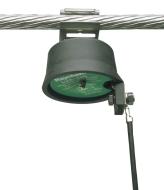 The arrester assembly is enclosed in a sturdy, weatherproof polymer housing.