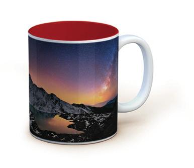 black, Hot= white/image White ceramic mugs with a pop of color inside