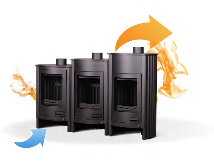 Fan effect heat within minutes The Masterflamme wood stove can be used for heating residential as well as recreational buildings.