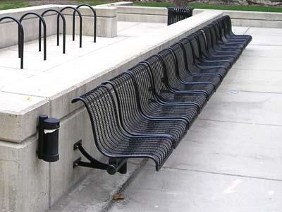 2) Wall Mounted Benches Wall mounted benches are preferred when snow removal and other maintenance is a concern.