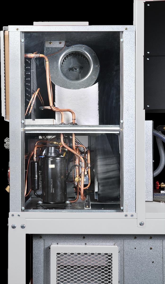 Geothermal Heat Pump The geothermal heat pump is a commercial-grade heat pump that mirrors actual equipment installed in residential buildings.