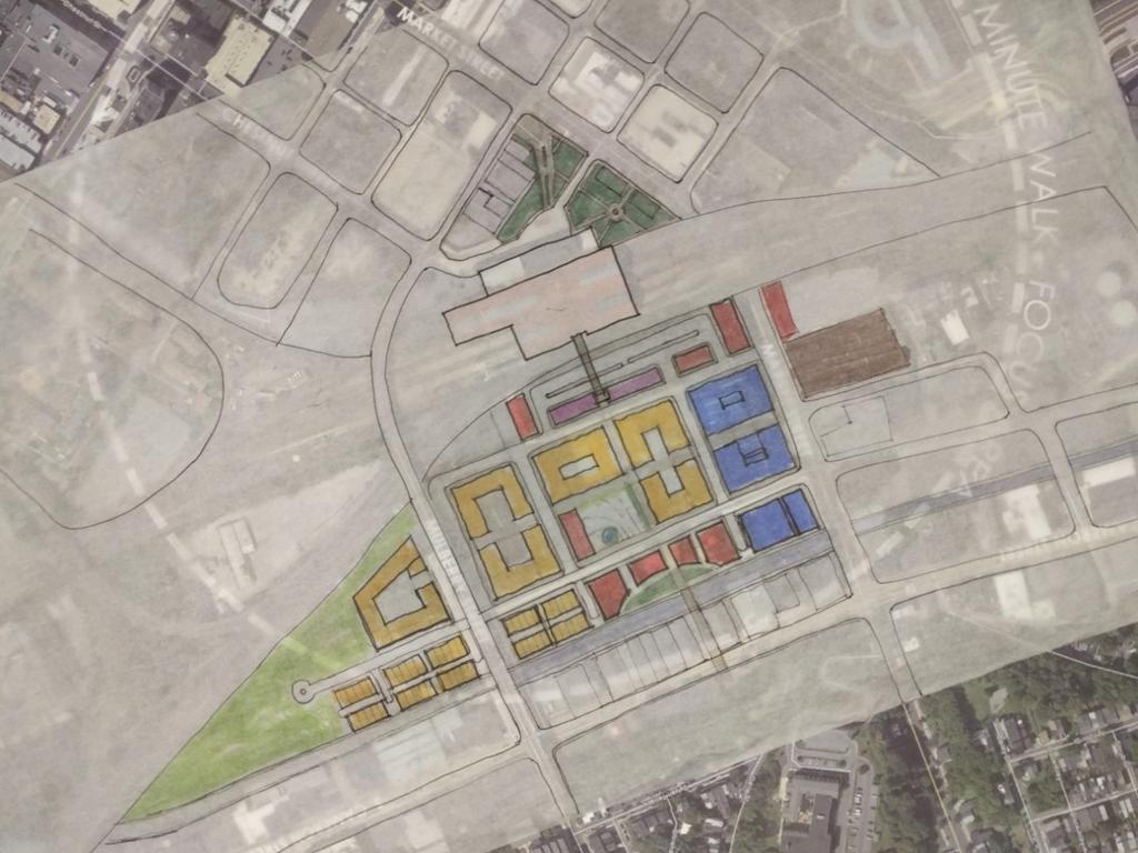 OCTOBER 2016 22 Draft Concept C Downtown Grid New Development Streets. Concept C extends downtown Harrisburg s historic grid pattern into the new Village area.