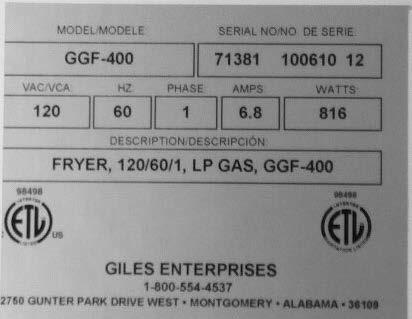 Parts List 8. Parts List This section lists various replacement parts that are available for the Model GGF-400 and GGF-720 Gas Fryer. 8 1.