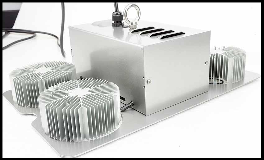 Our chimney effect heat sinks simply allow us to put the LED on the top or bottom of