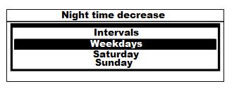 8.17 NIGHT DECREASE SETTINGS DESCRIPTION In the controller it is possible to set time periods of silo temperature reduction, heating cycles, hot water silo, and circular pump.