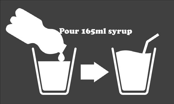 To make 1 litre of SLUSH PUPPiE, mix 835 ml of water to 165 ml syrup.