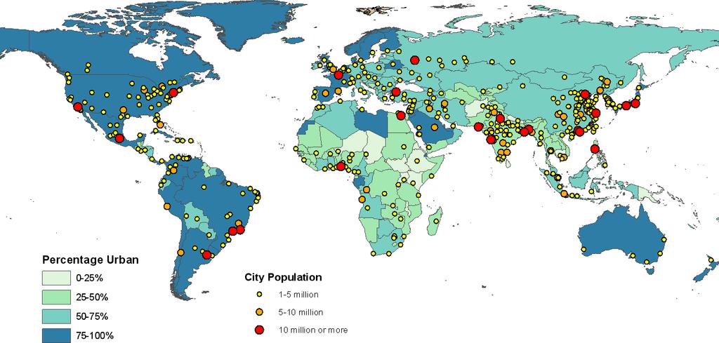 Global Urbanization in 2011 Source: United Nations, Department of Economic and Social