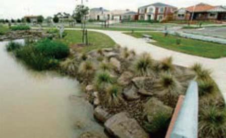 Design Elements: Ensure that post-development flows are restricted to pre-development levels using a variety of treatment train stormwater methods within