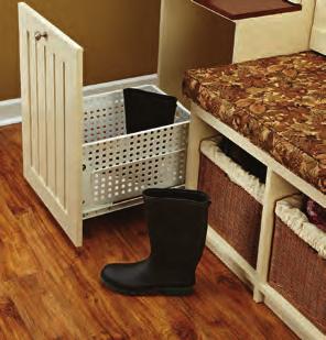 HURV SERIES - PULLOUT UTILITY BASKET Features a polymer basket Sturdy wire frame Full-extension slides Simple installation with just four screws 432-VF SERIES