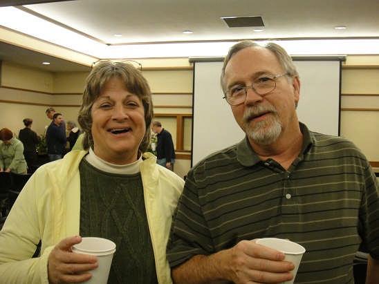 Here we see Al and Shelly Kaas sharing a humorous moment near the speaker's sales table.
