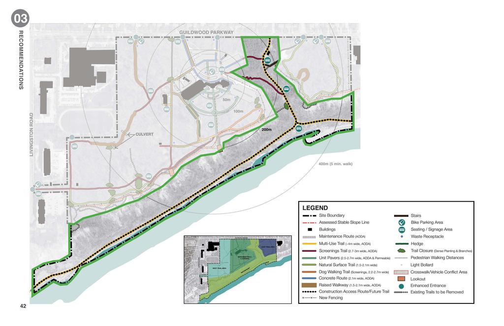3Waterfront PRIMARY OBJECTIVES Provide safe access to waterfront Provide alternative to existing trails prone to washouts Provide access that does not involve construction access route gate