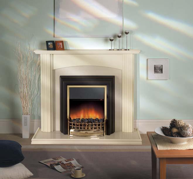 DIMP-15700-SuitesBro-aw 1/10/07 9:59 am Page 10 Portisham Suite Freestanding suite with Cheriton fire (CHT20) Stone effect surround with cream back panel and hearth insert