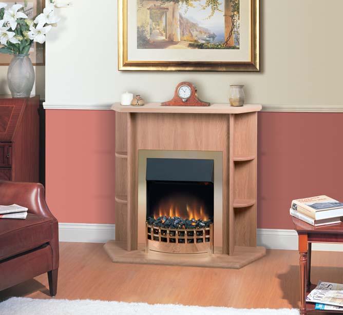 DIMP-15700-SuitesBro-aw 1/10/07 9:58 am Page 7 Bexington Suite Freestanding suite with integral Optiflame fire Light oak effect surround and brass effect fire Complete with fixing brackets 1kW and