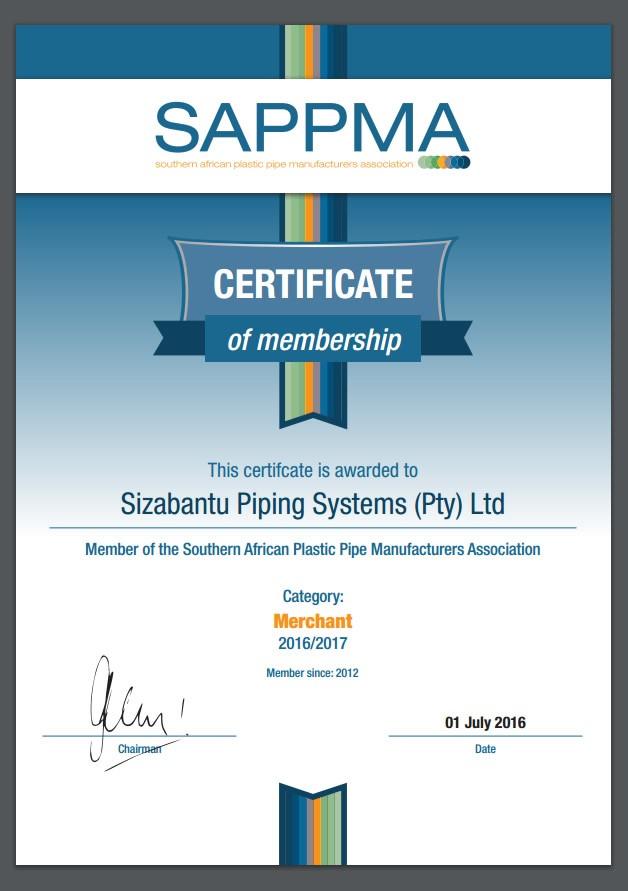 PAGE 4 ASSOCIATIONS As an ethical and reputable Supplier and Manufacturer of Plastic Pipe Systems, Sizabantu