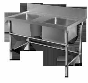 Drainer included HIGH HEAVY-DUTY STALESS Sink - : DS-R $869 1900mm long x 700mm wide Twin bowls 500mm x 450mm x