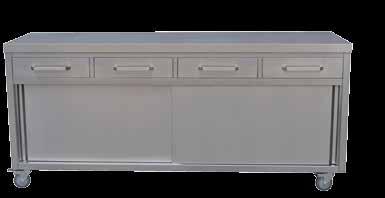 Cabinets can be fitted with braked castors or with adjustable feet.