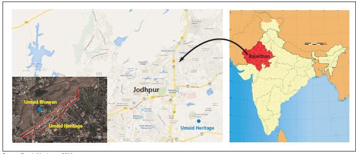 Location Location Map of Umaid Heritage in Jodhpur, Rajasthan The site is located in the city of Jodhpur