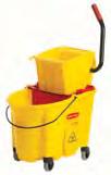 janitorial closets Optional dirty water bucket available in red and yellow only, prevents dirty water from mixing with clean water 3" casters are recessed under the bucket Dimensions: 20.