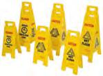 Wet Mops & Bucket Wringers Bilingual Floor Signs Durable polypropylene construction Bright yellow for maximum visibility Message in both English and French Stamped black lettering will not fade or