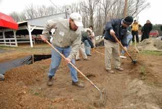 existing soil using shovels or