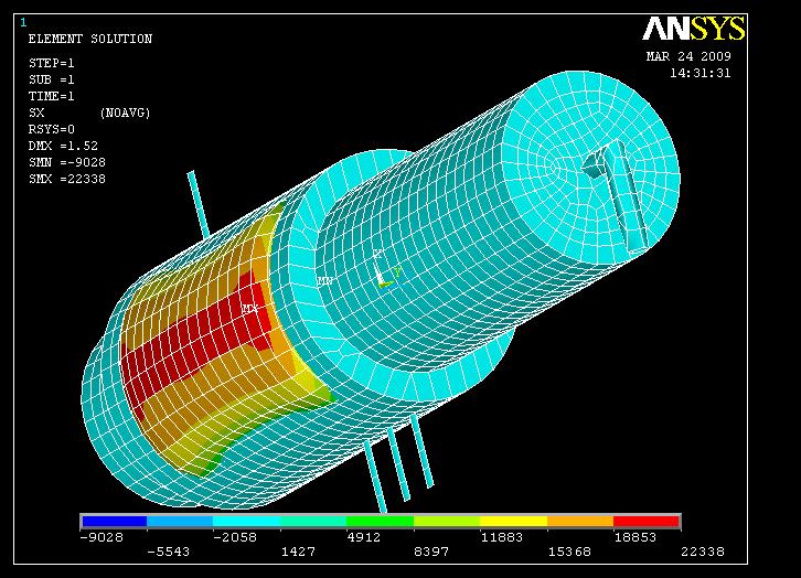 Fig 4. Stress intensity by ANSYS for 1.2 mm thickness Fig 5. Stress intensity by ANSYS for 1.5mm thickness The maximum Thermal gradient observed in X-direction, Y-direction & Z-directions for 1.