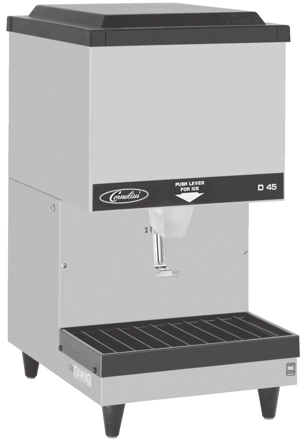 ICE DISPENSER MODELS D45 D45 shown with optional "Get Ice Here" decal FEATURES Small footprint Takes up only 16" (406 mm) of