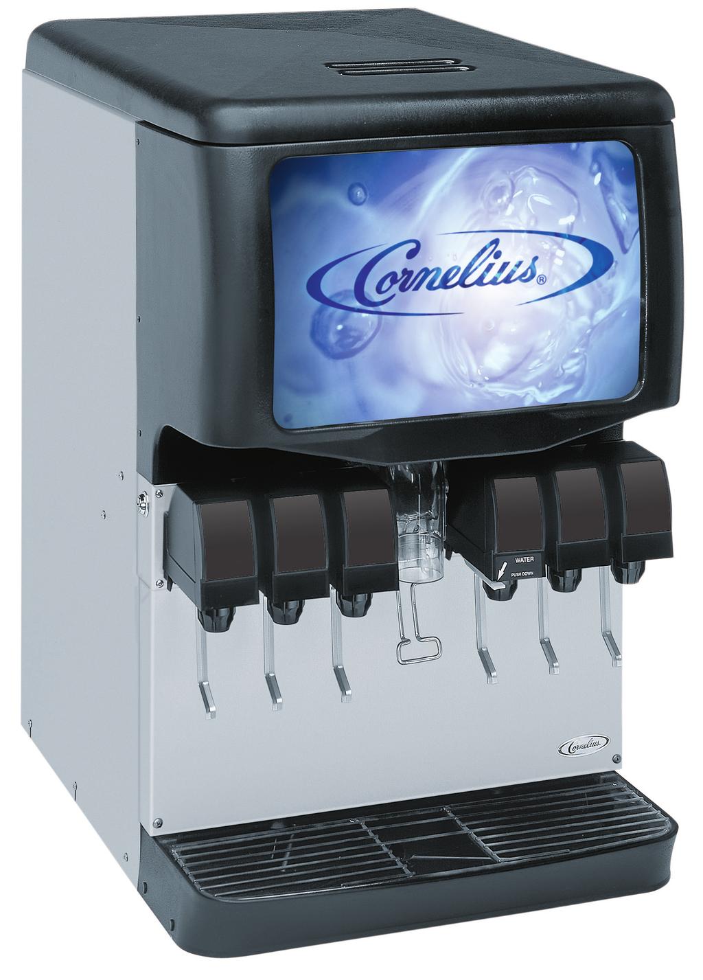 ENDURO 150 POST-MIX ICE DRINK DISPENSER FEATURES Large ice capactiy - 150 lb ice capacity Choices - Available with 6 UFB-1 TM sanitary lever or push button valves Merchandising - Highly efficient LED