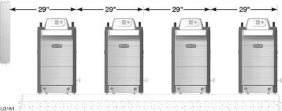 Prepare boiler location (continued) Placing multiple boilers 1. Locate multiple boilers in boiler room according to: a. Figure 2 (side-to-side), or b. Figure 3 (back-to-back). c.