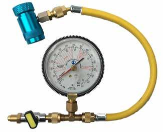 The pressure can be isolated and sealed in the vehicle. The gauge has an adjustable set point, so any pressure drop is easily visible.