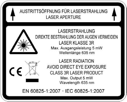 VISION High Power Laser warning label for VISION High Power