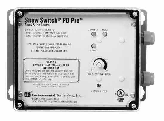 Controls PD Pro Snow Switch Automatic Snow and Ice Melting Control Minimizes Operating Costs Supply Voltage 100-277 V Rated for Up To 7 Amp Inductive Loads for Pilot Duty Applications Loads Up To 30
