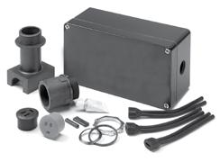 6"D Kit Includes: 1 Junction box with DIN rail & terminal block 1 Compression fitting 1 Locknut 1 Silicone termination boot 1 Pipe standoff 1 O-ring 1 Self-regulating cable grommet 1 Constant wattage