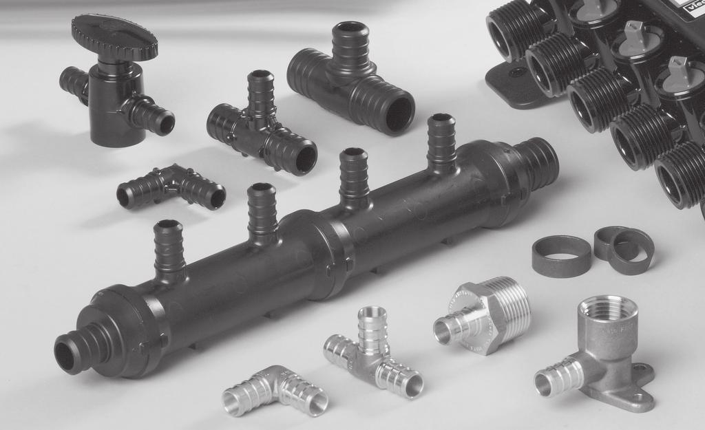 6 Viega PEX Crimp Fittings Viega PEX Crimp fittings are in metallic or polymer configurations. The following design criteria make Viega PEX Crimp fittings ideal for use in potable water applications.