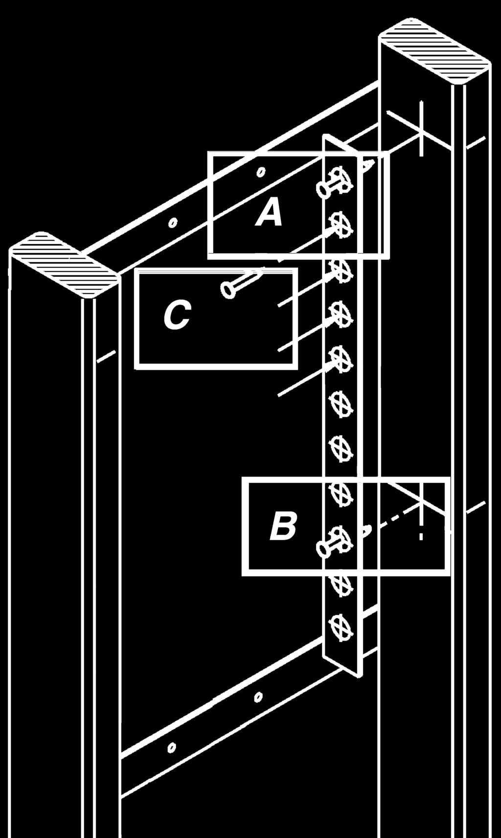 5. Standing in front of the wall, using a framing square or straight edge, mark the center line position of the top and bottom ports onto both studs. (See illustration.) 9.