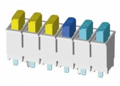 Electronic s Mini Fuse Holders Designed for use on PCB in electronic boxes Modular design: from 1 to 7 ways with different current rating fuses Delivered with mounted fuses Mechanical polarisation