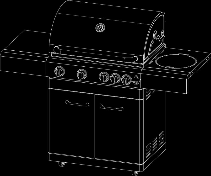 GREADEN MANUAL FOR BARBECUE GAS GRILL Model: GR-3C41A IF A REPLACEMENT IS NECESSARY, PLEASE CONTACT EITHER OUR CUSTOMER SERVICE DEPARTMENT OR YOUR LOCAL DEALER.
