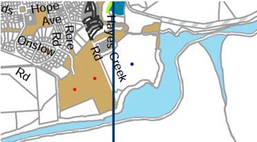 Area of requested re-zoning (from submission) Figure. 16 The red dot parcels indicated the Council-controlled land. The blue dot parcel shows the submitter s land. 34.