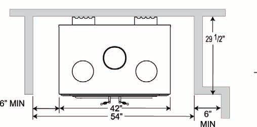 the fireplace must be kept a minimum of 48" away from the front of the fireplace. 3.6 Minimum clearances to combustible enclosures Figure 3.6a Figure 3.