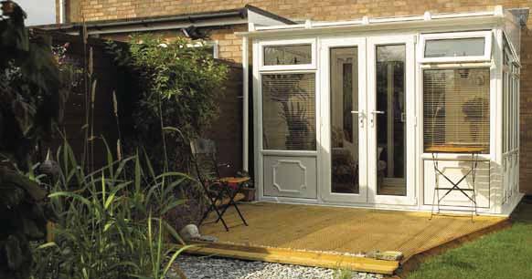 The Lean-to style of conservatory is usually rectangular with a roof that slopes away from the property.