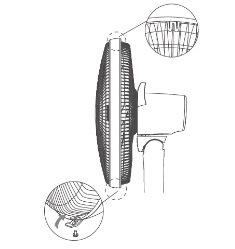 Assembly Method (Cont d) FIG.12 V. FIG.13 U. T. 4. Assemble Front Grille a. At the bottom of the guard ring (4) loosen the clip screw (2) and keep safe. b. Open the locking clip (3). c. Align the front and rear grille correctly.