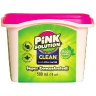 1CONTAINEROFPINKSOLUTION = 80SPRAY BOTTLESOFCLEANER PinkSolutionScrub Pink Solution Scrub is a hard surface cleaner and can replace everythingfromtub&tilecleanertoovencleaner.