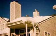 CONTROLLING THERMAL FLOW Ice damming, as shown here, is a direct result of warm indoor air leaking from the house into the