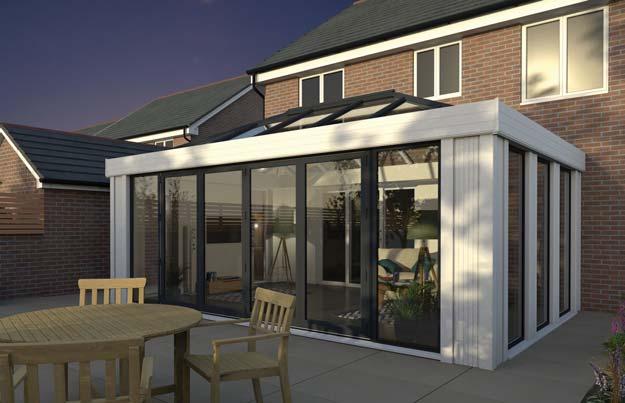 That, combined with its slim bars and ridge, means it lets in much more light than a traditional orangery.