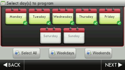 View My Schedule Press a day of the week to view its settings.