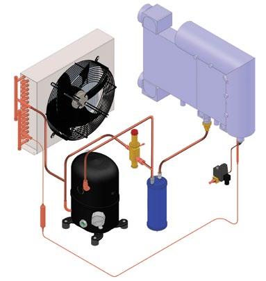 Due to the heat exchange between the compressed air and the refrigerant, the refrigerant passes into the gaseous state. This cycle is continuously repeated.