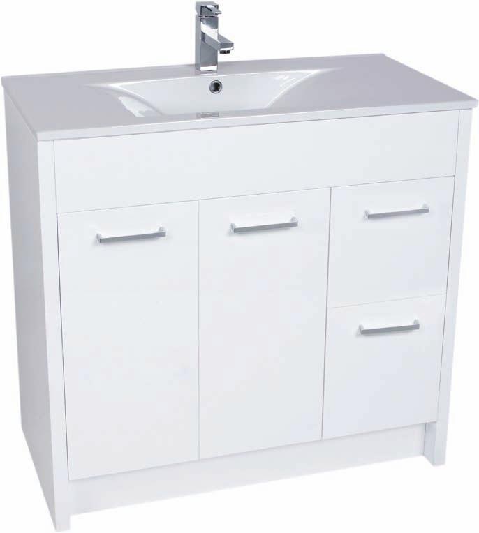 DOLCE WHITE 900 Vanity Unit Full gloss front and sides of the cabinet Vitreous china top with