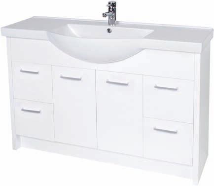 CALDO WHITE 900 Vanity Unit Full gloss front and sides of the cabinet
