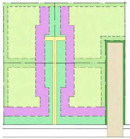 The front facade of the house may be located anywhere within the adjacent ten-footdeep Front Facade Zone. A minimum of Courtyard Lots 50% of the front facade shall be within the Front Facade Zone.