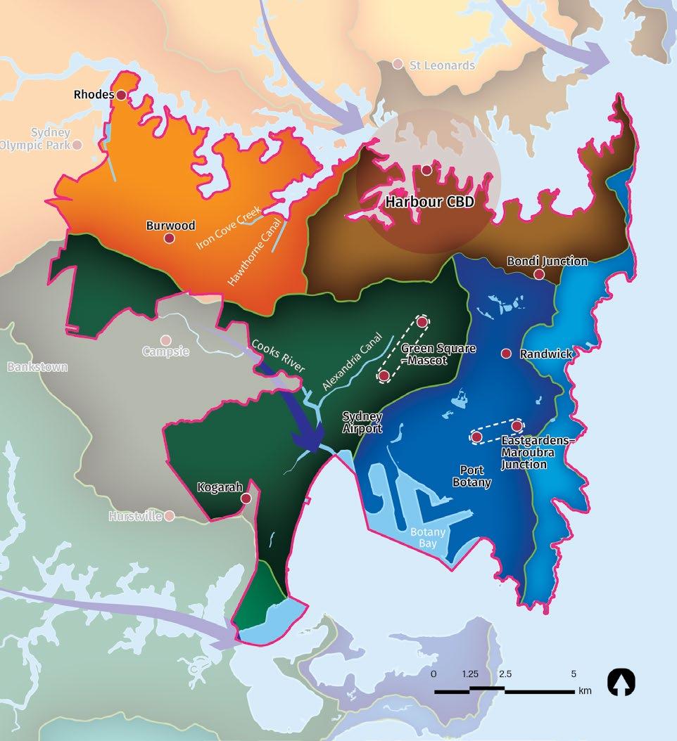 100 Sustainability Figure 20: Eastern City District catchments and waterways District Boundary Metropolitan Centre Strategic Centre River